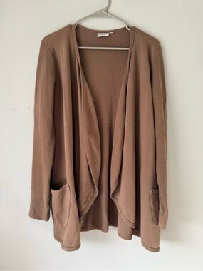 VTG PRAIRIE COTTON Made In USA Open Front Brown Cardigan Sweater Soft Comfy M